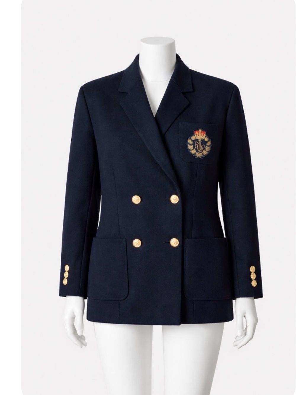 Lauren Ralph Lauren 100% wool double breasted preppy Women's Navy Blazer size  M